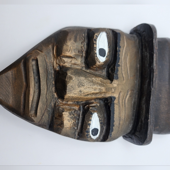 Folk Art Dixieland Drummer MaskHand Carved Signed FRAZER - Picture 7 of 7